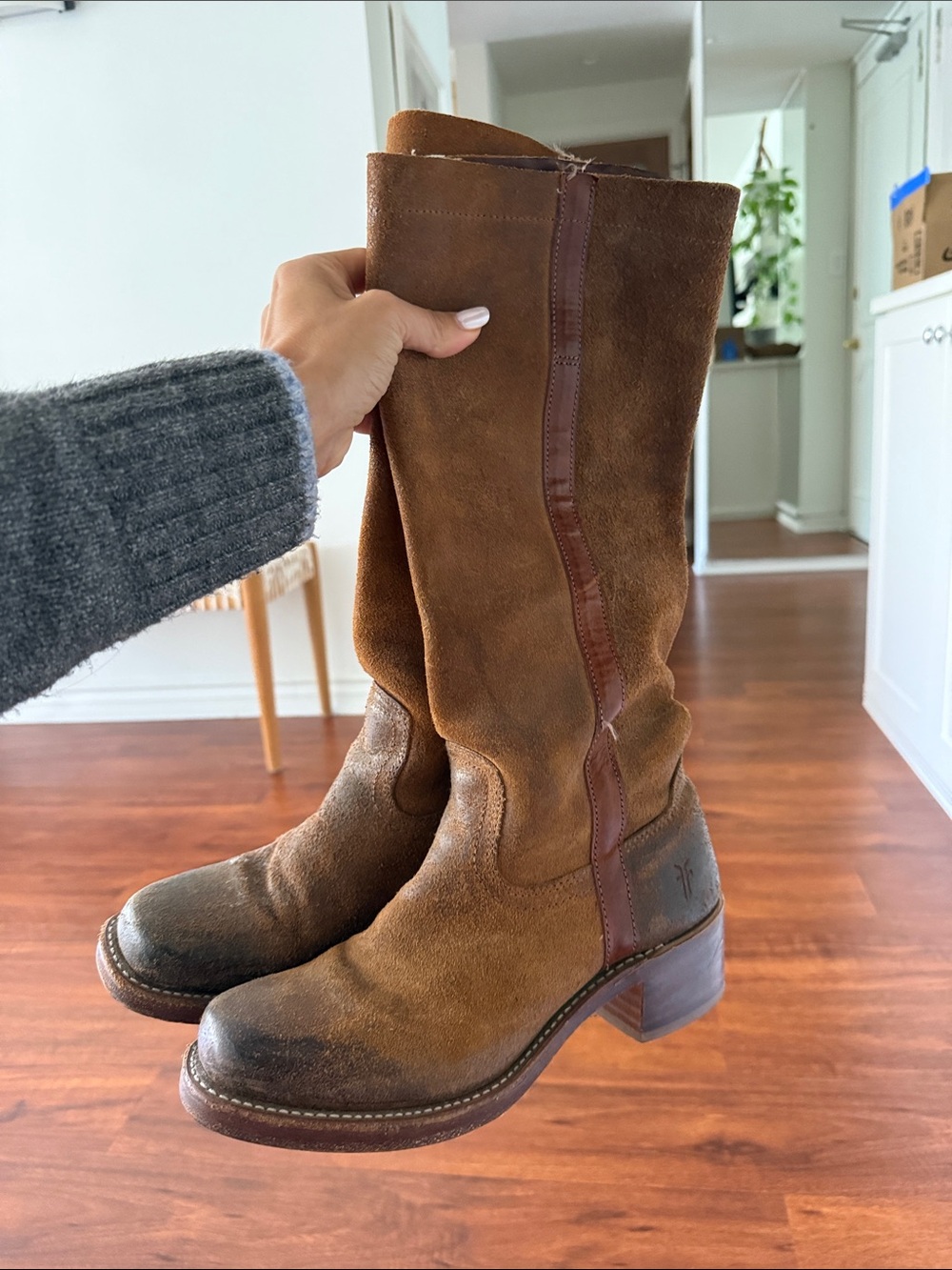 Frye Brown Suede Mid-Calf Leather Boots